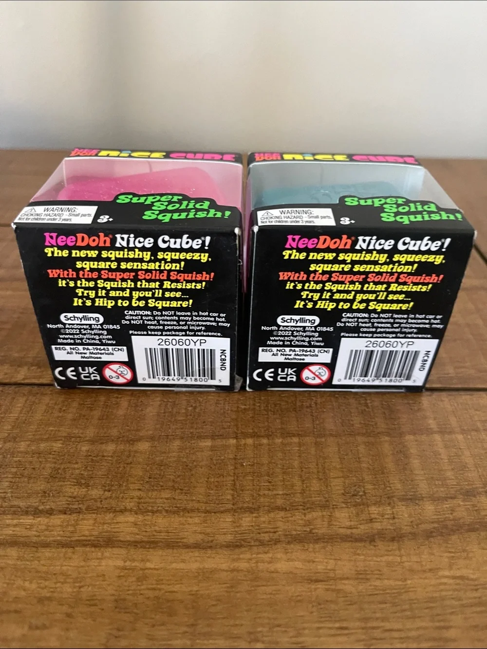 Schylling Needoh Nice Cube set of 2 Super Solid Squish - Pink and Blue